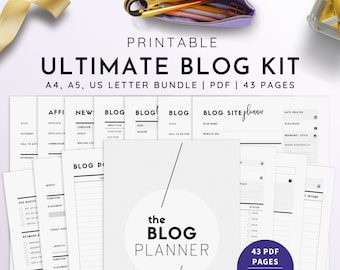 Ultimate Blog Planner, A4, A5, US Letter, Blogging Kit, Blogger Kit, Printable Blogging Planner, Website Planner | PDF | 43 Pages