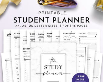 Student Planner Printable , Study Planner, School Planner, College Planner, Planner for Students | A4, A5, US Letter | PDF Instant Download