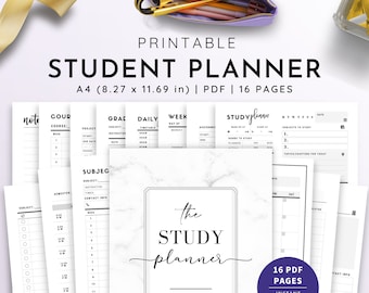 A4, Student Planner Printable , Study Planner, School Planner, College Planner | PDF Instant Download