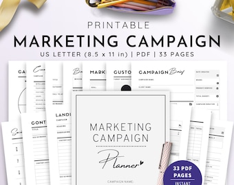 US Letter, Marketing Campaign Planner, 33 Pages, 2022 Marketing Campaign Strategy, Printable Marketing Campaign, Marketing Planner