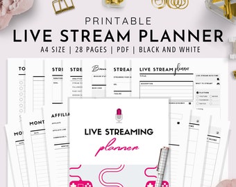 Live Stream Planner, Live-Streaming-Planer, Streamer-Planer, Stream-Organizer, Live-Streaming-Organisator | A4, PDF | Sofort Download