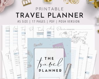 A5, Travel Planner, Printable Travel Planner, Vacation Planner, Trip Planner, Holiday Planner, Posh Version | 17 PAGES
