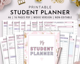 A6, Student Planner Printable , Study Planner, School Planner, College Planner | Moxie Version | PDF Instant Download