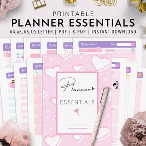 A4, A5, A6, carta de EE. UU., agenda Essentials, edición K-Pop, agenda diaria, agenda semanal, agenda imprimible, PDF, agenda K-POP