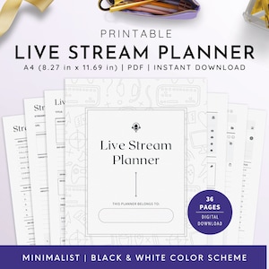 2025 Live Stream Planner, Live Streaming Planner, Streamer Planner, Stream Organizer, Game Streaming Planner, Podcast Planner | A4 PDF