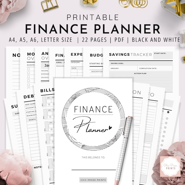 Budget Planner Printable, Finance Tracker, Finance Planner, Printable Budget, Budget Planner, Printable Budget Planner A5, A4, A6, US LETTER