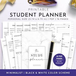Personal, Student Planner Printable , Study Planner, School Planner, College Planner, Happy Planner | PDF Instant Download