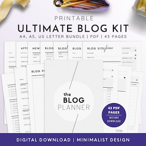 Ultimate Blog Planner, A4, A5, US Letter, Blogging Kit, Blogger Kit, Printable Blogging Planner, Website Planner | PDF | 43 Pages