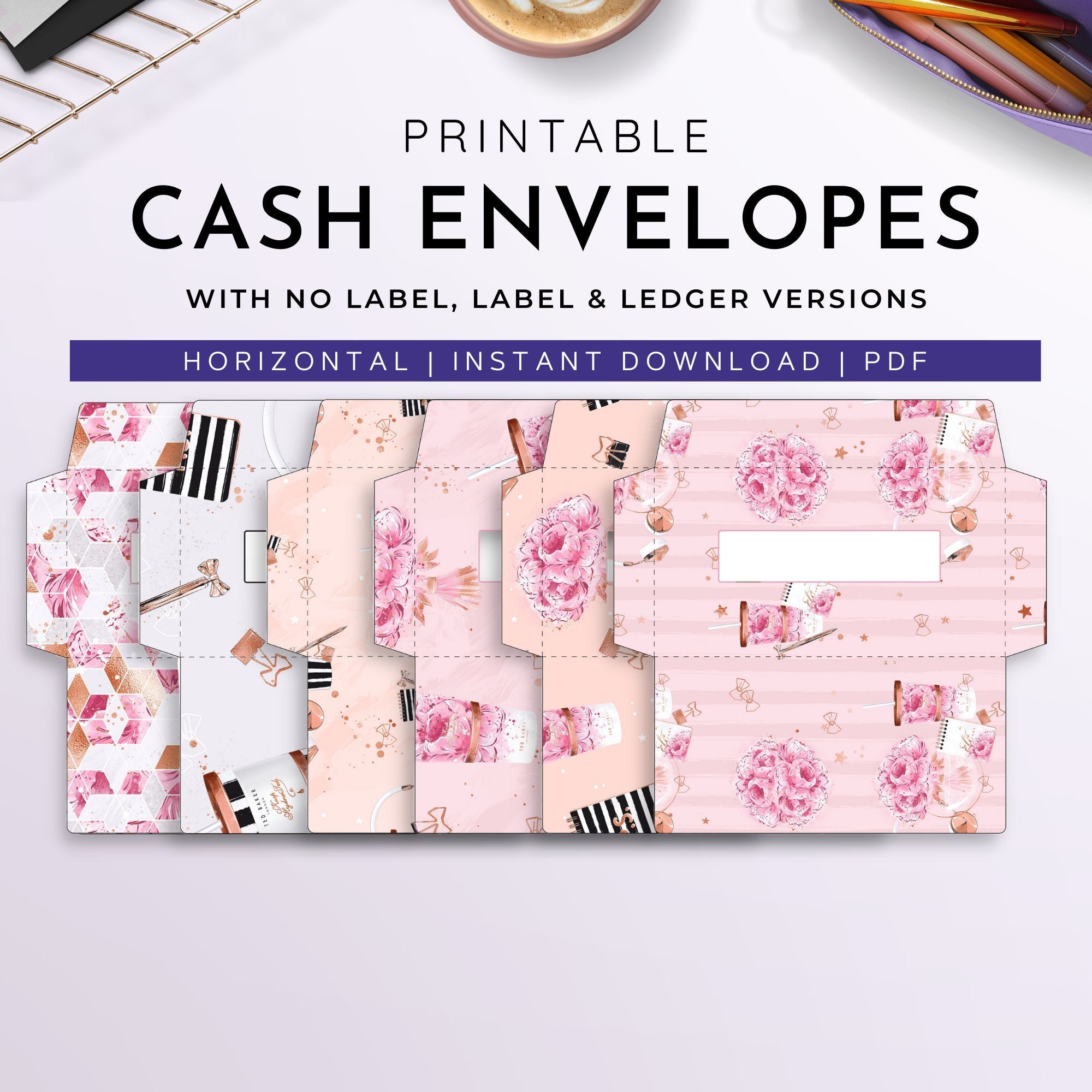 Printable Cash Envelopes Set of 6, Posh Girl Edition, Budget Envelopes, Money Envelopes, Instant Download