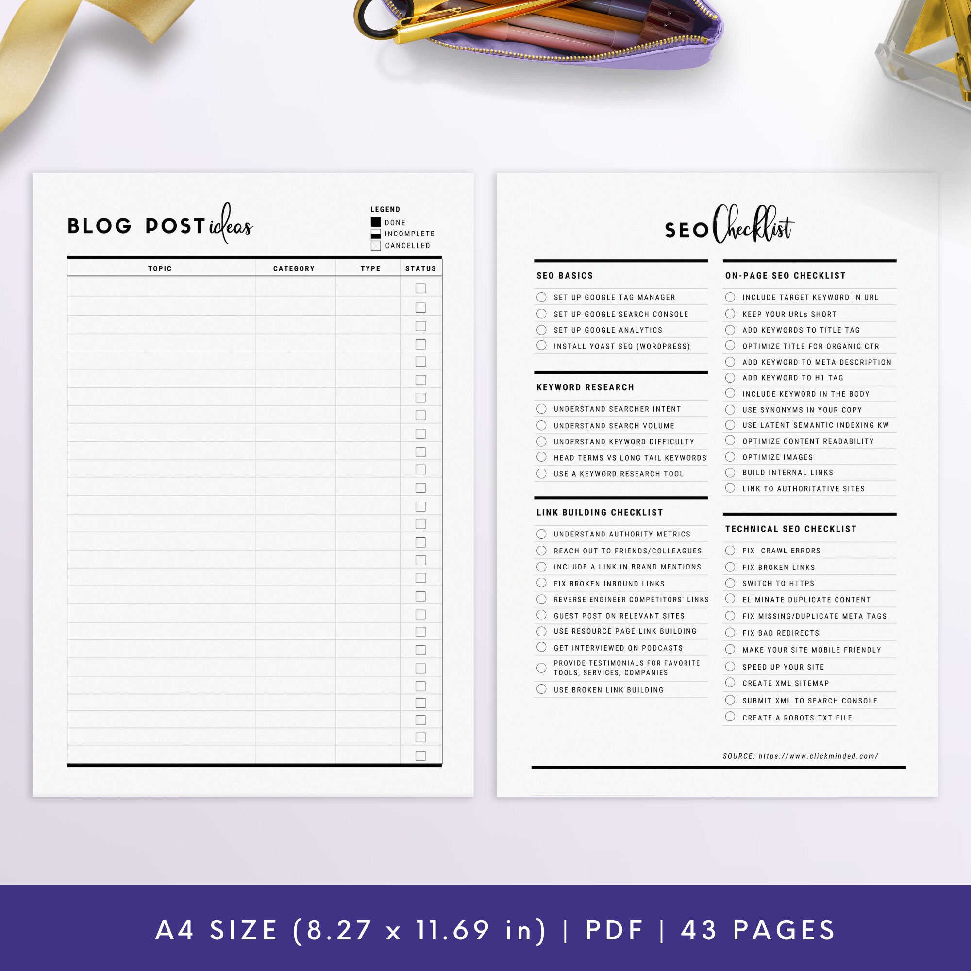 A4, Ultimate Blog Planner, Blogging Kit, Blogger Kit, Printable ...