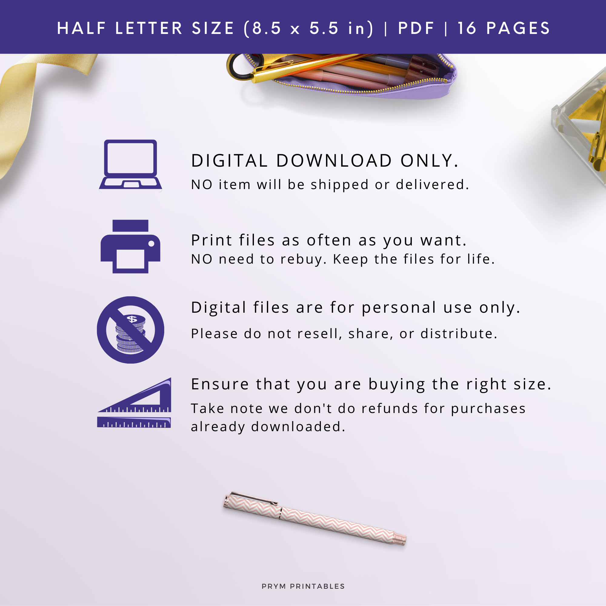 Half Letter, Student Planner Printable , Study Planner, School Planner ...