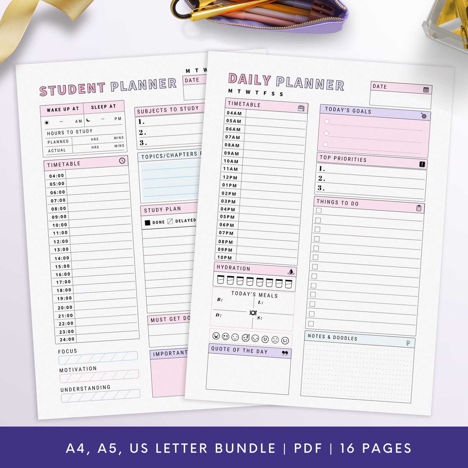 Student Planner Printable , Study Planner, School Planner, College ...