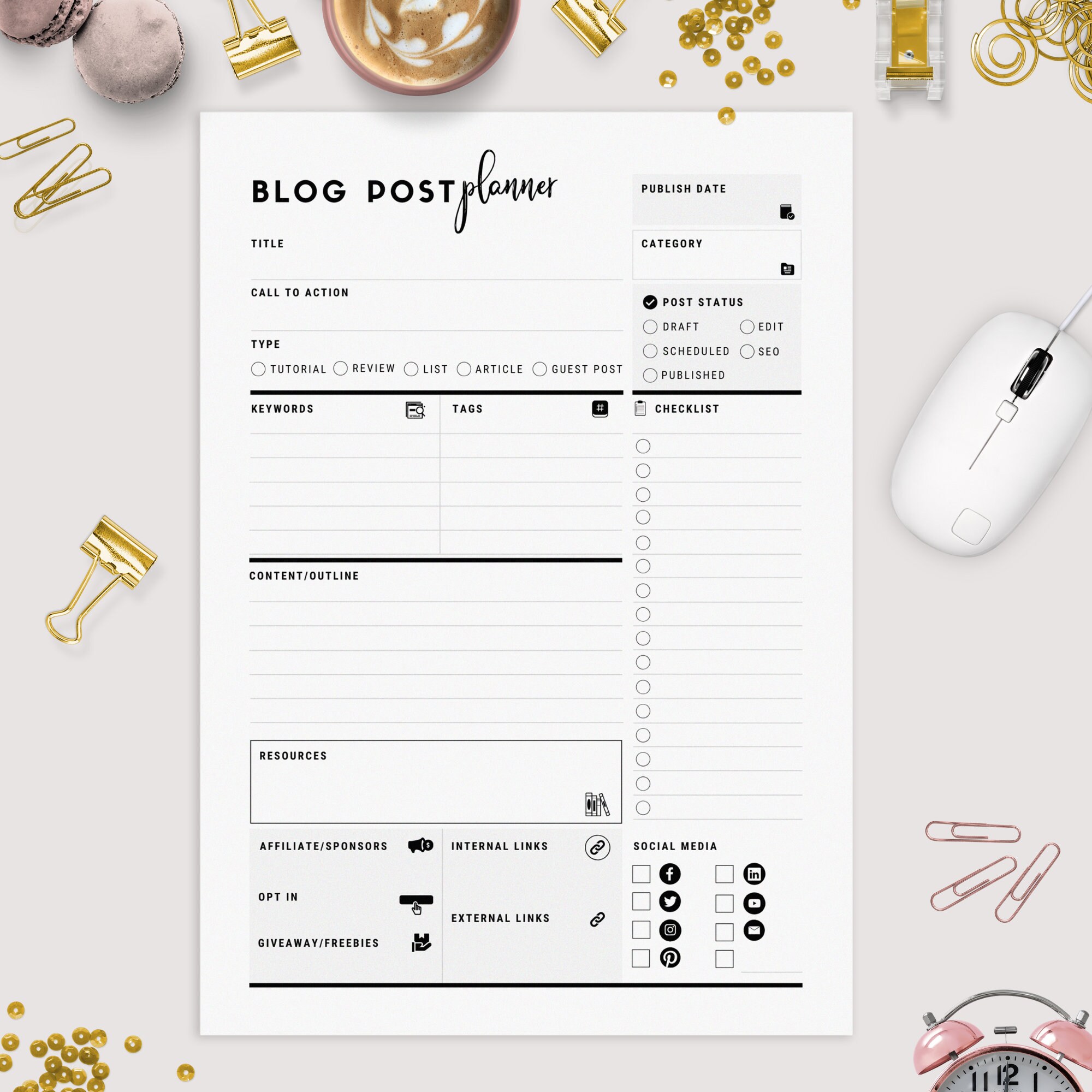 A4, Blog Post Planner Printable, Blogger Planner, Blogging Planner ...