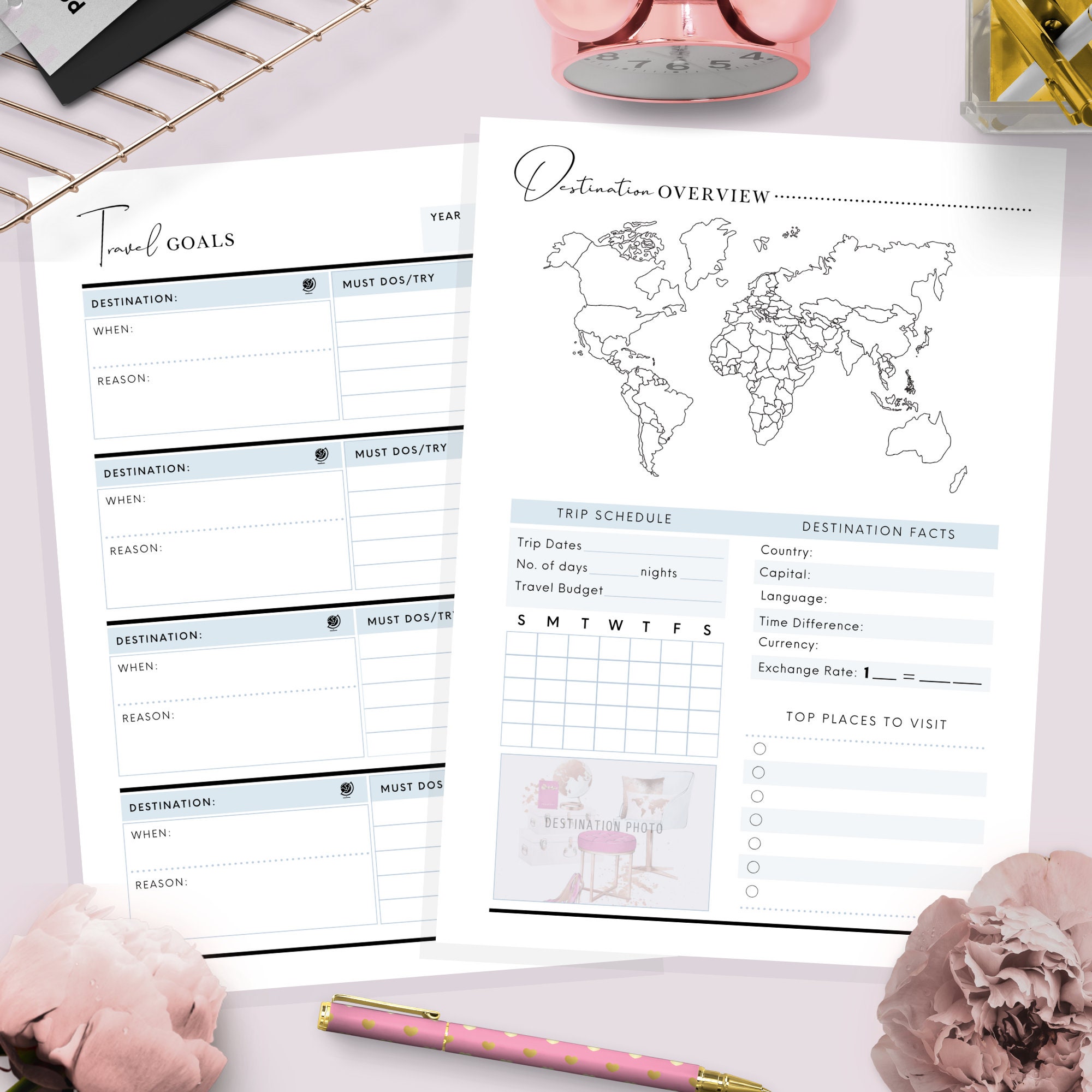 Travel Planner A4 A5 &amp; US Letter Printable Travel Planner - Etsy