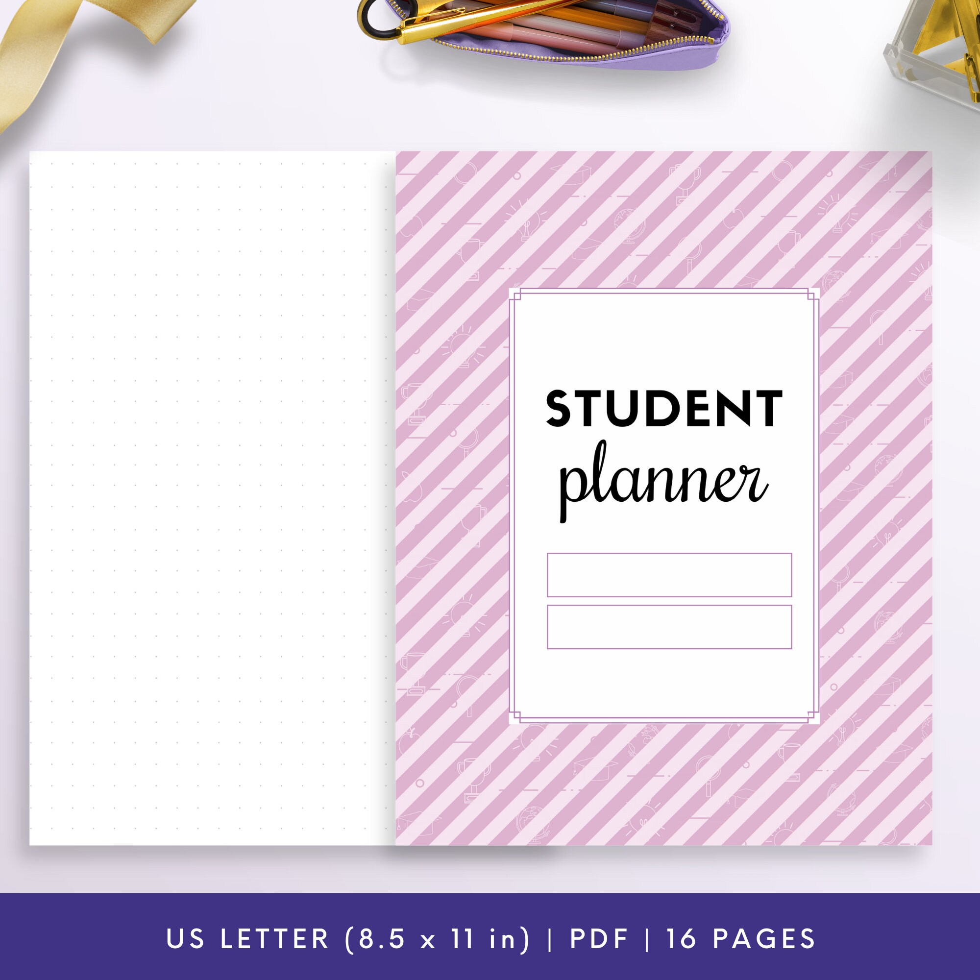 Letter Size, Student Planner Printable (lavender), Study Planner ...