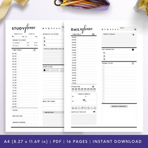 A4, Student Planner Printable , Study Planner, School Planner, College ...
