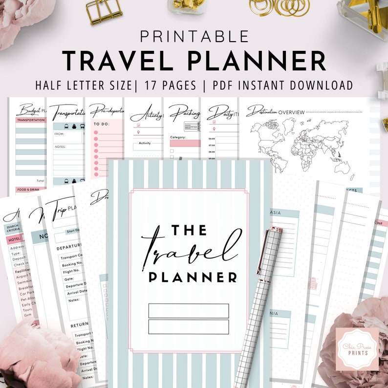 Travel Planner, Half Letter, Printable Travel Planner , Trip Planner ...