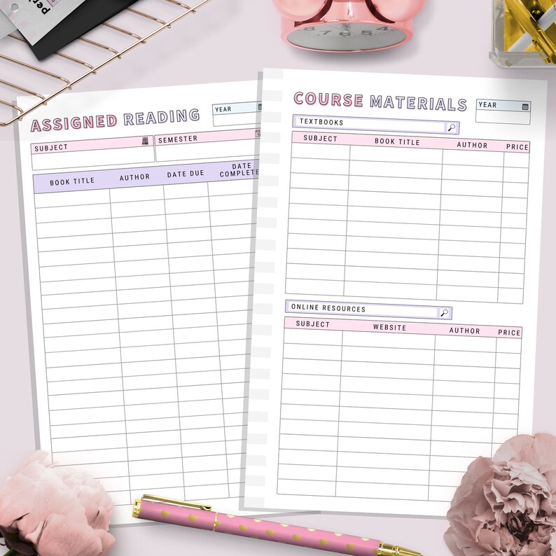 Half Letter, Student Planner Printable , Study Planner, School Planner ...