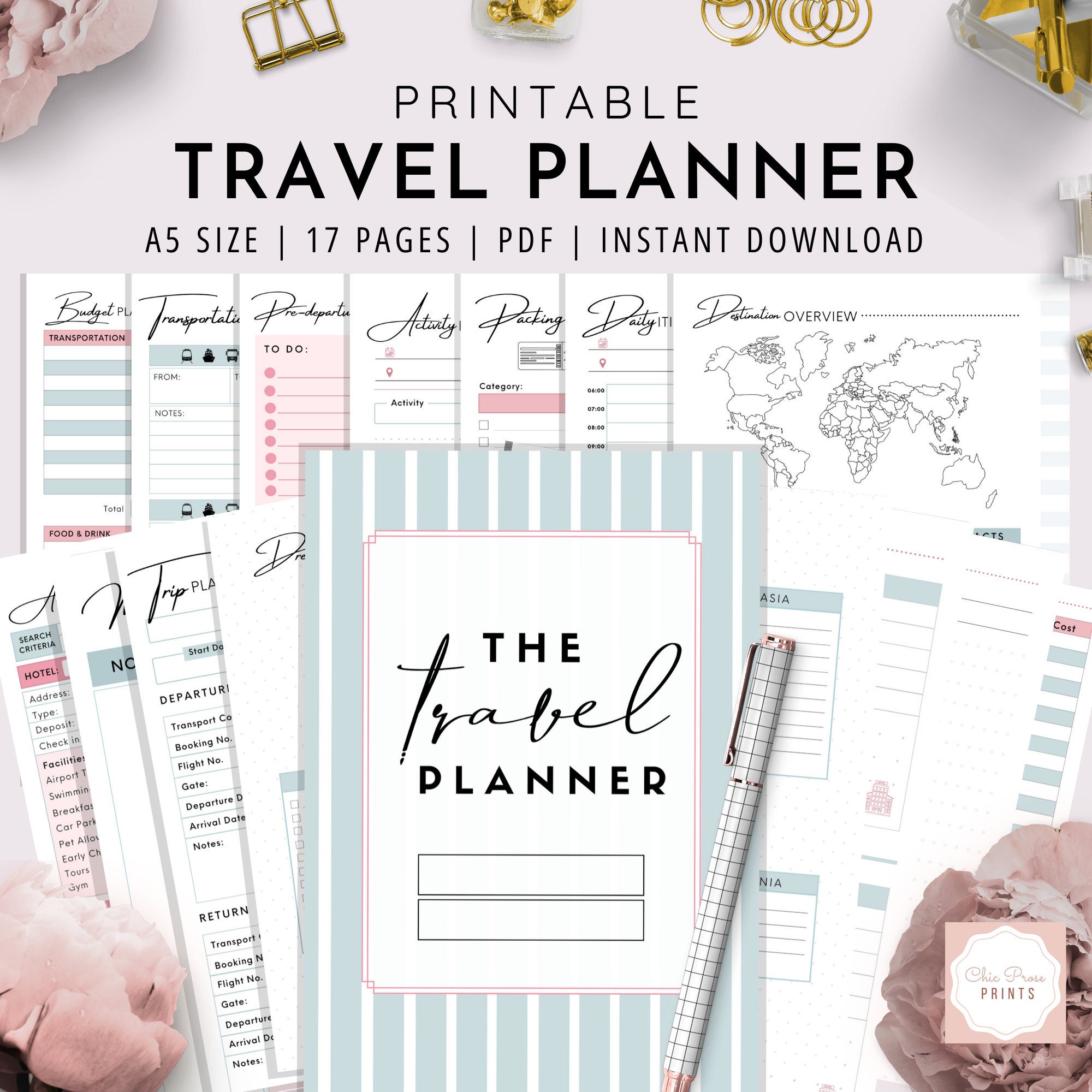 A5, Travel Planner, Printable Travel Planner , Trip Planner, Holiday ...