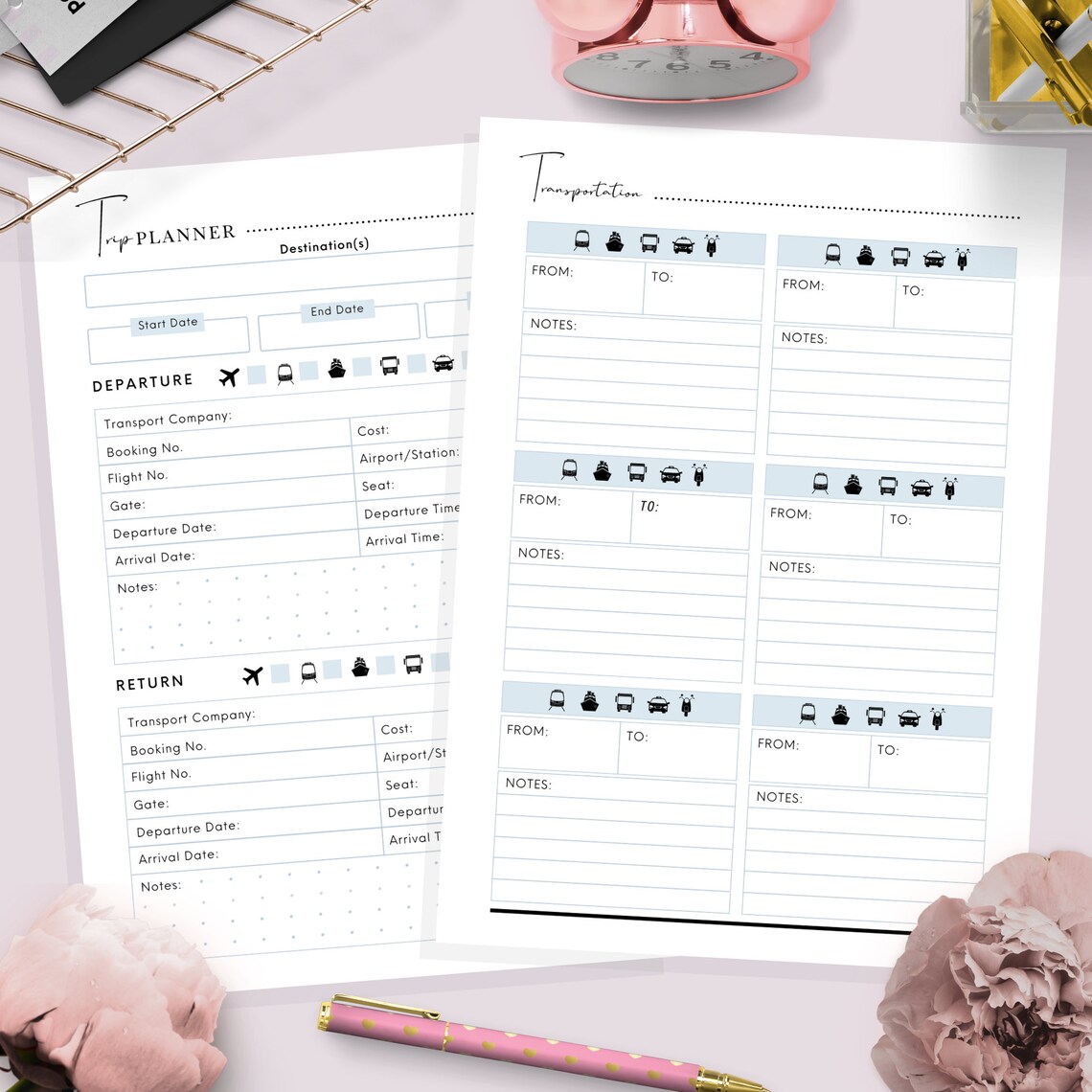 Travel Planner A4 A5 &amp; US Letter Printable Travel Planner - Etsy