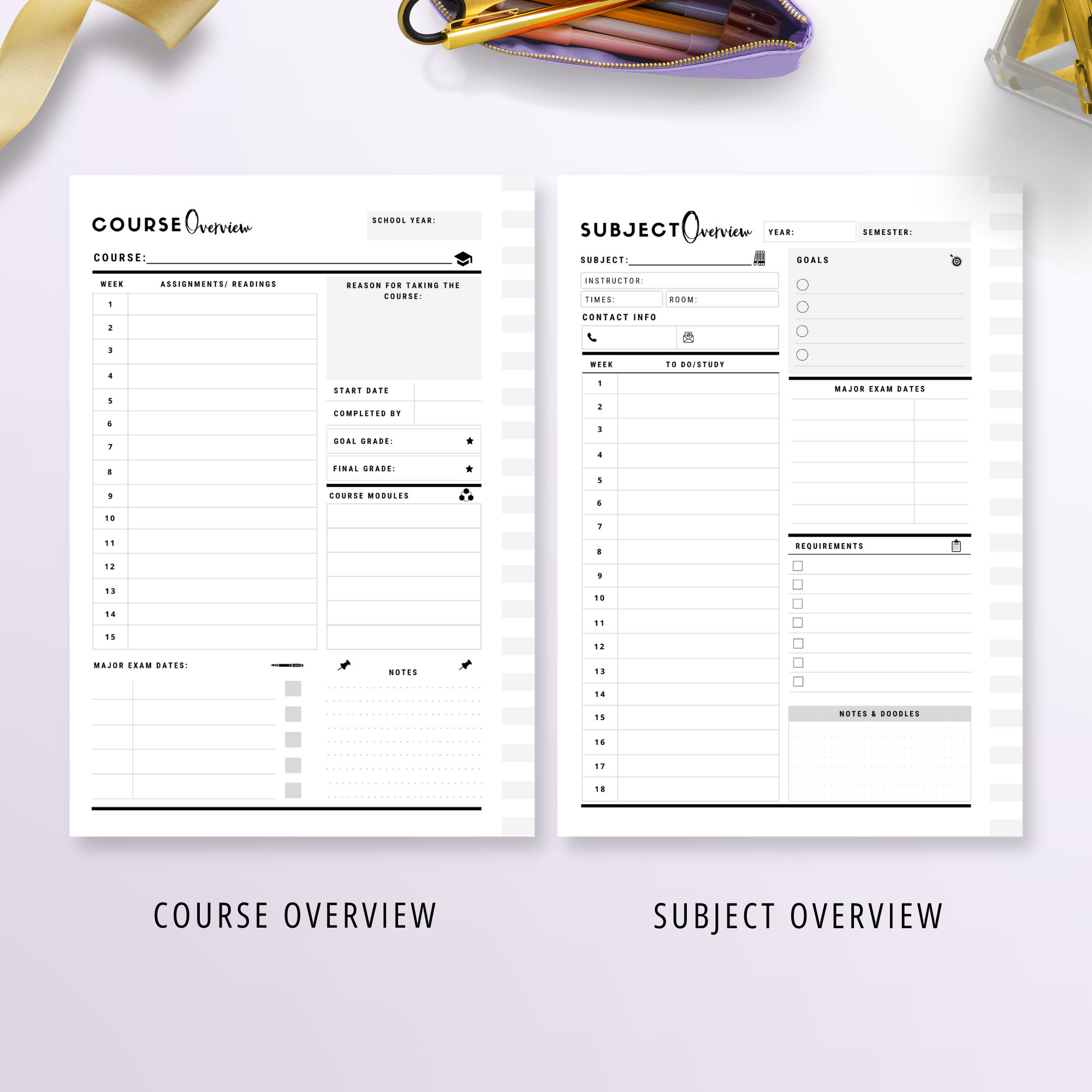A5, Student Planner Printable , Study Planner, School Planner, College ...