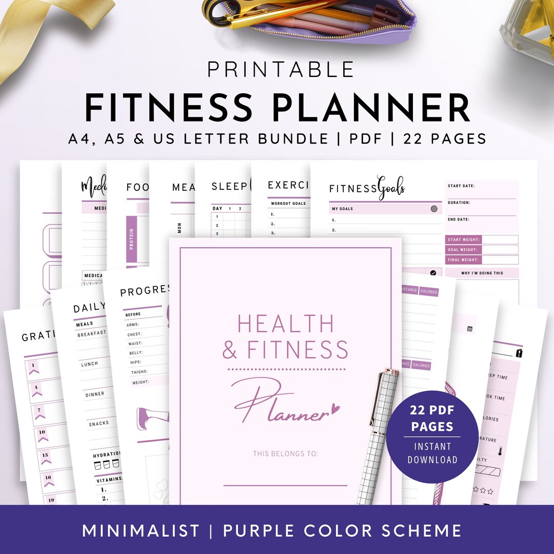 Fitness Planner, A4, A5, US Letter | Fitness Planner, Workout Planner ...