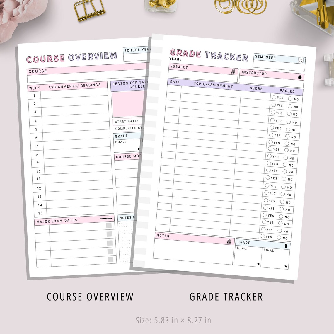 A5, Student Planner Printable , Study Planner, School Planner, College ...