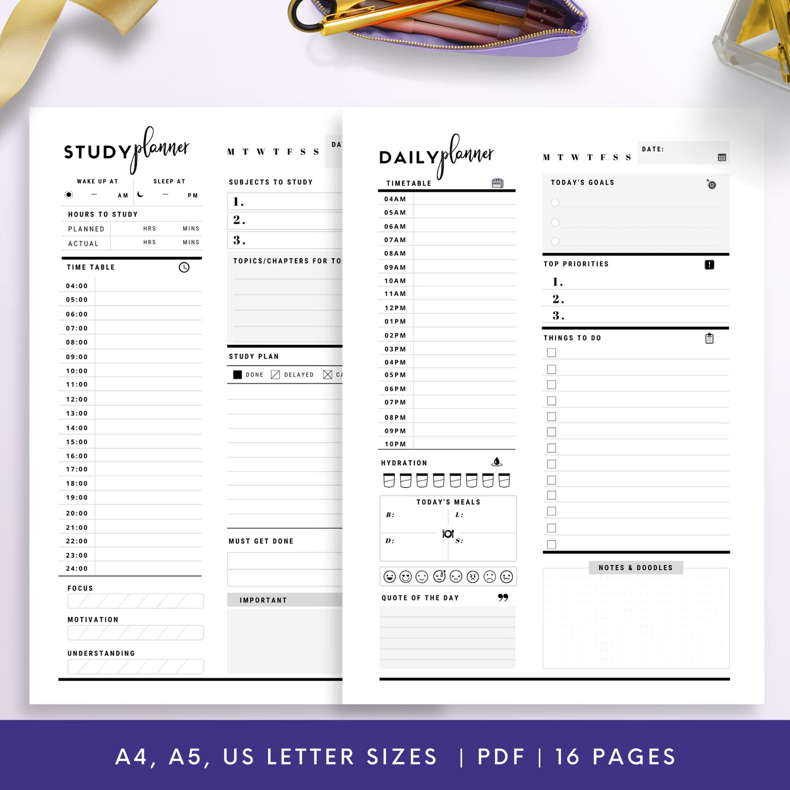 Student Planner Printable , Study Planner, School Planner, College ...