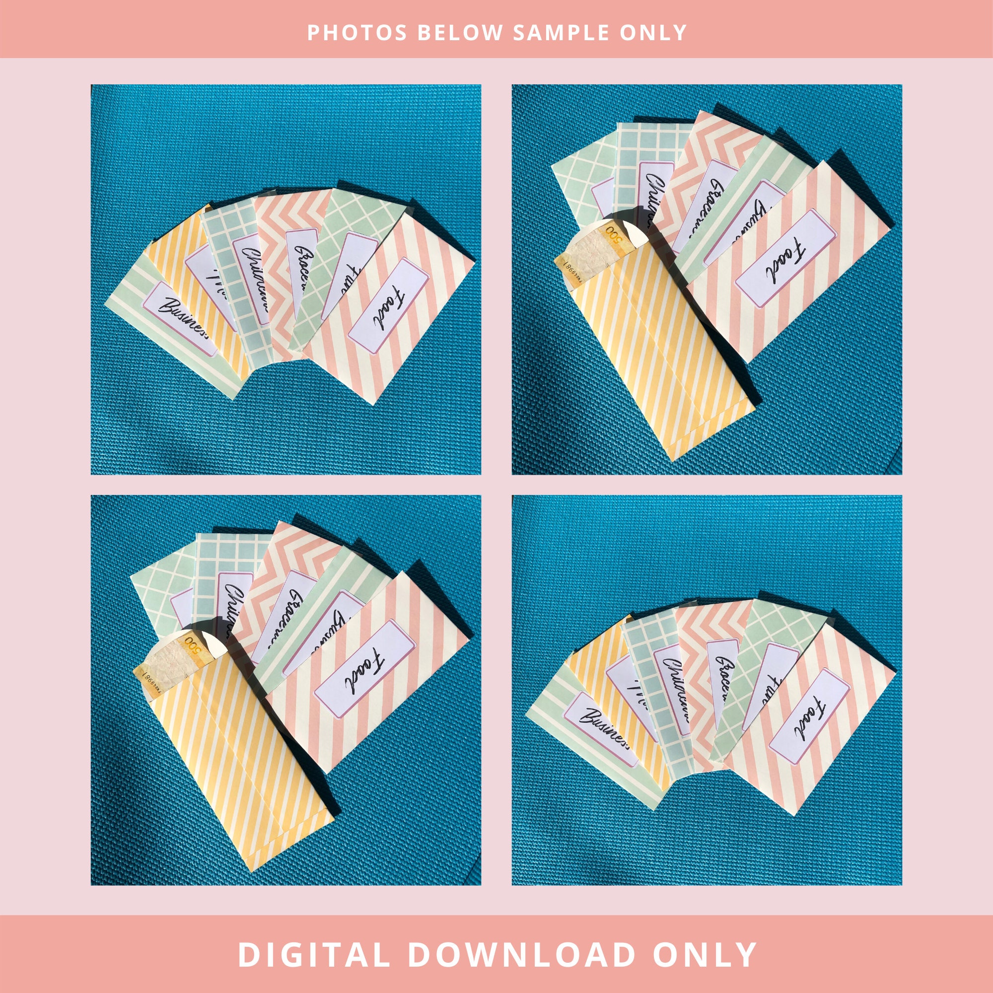 Printable Cash Envelopes Set of 6 Pastel Patterns Budget Envelopes - Etsy