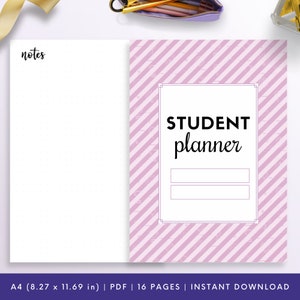 A4, Student Planner Printable (lavender), Study Planner, School Planner ...
