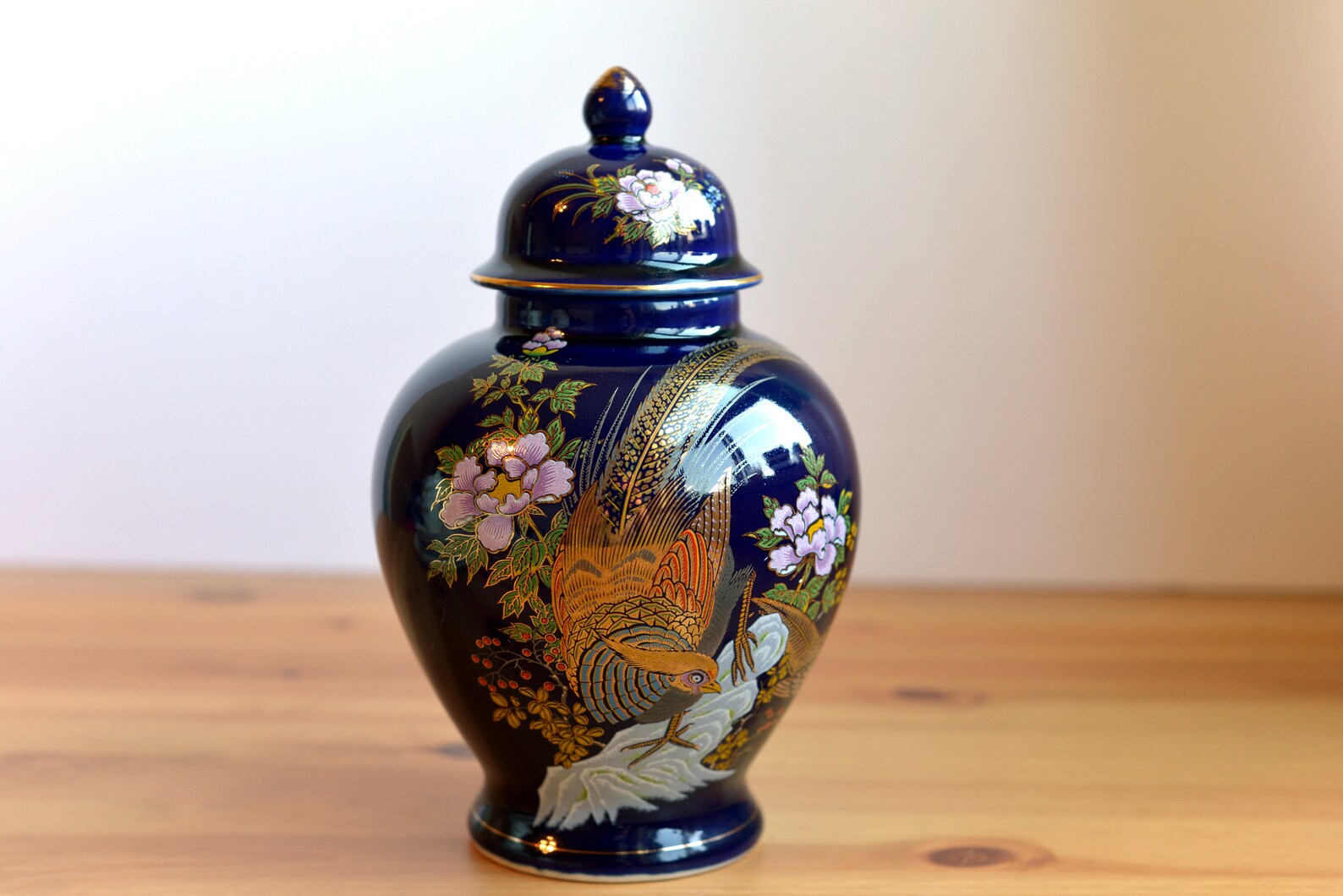 Grand vase bleu cobalt japonais CHOKIN vintage avec couvercle Etsy