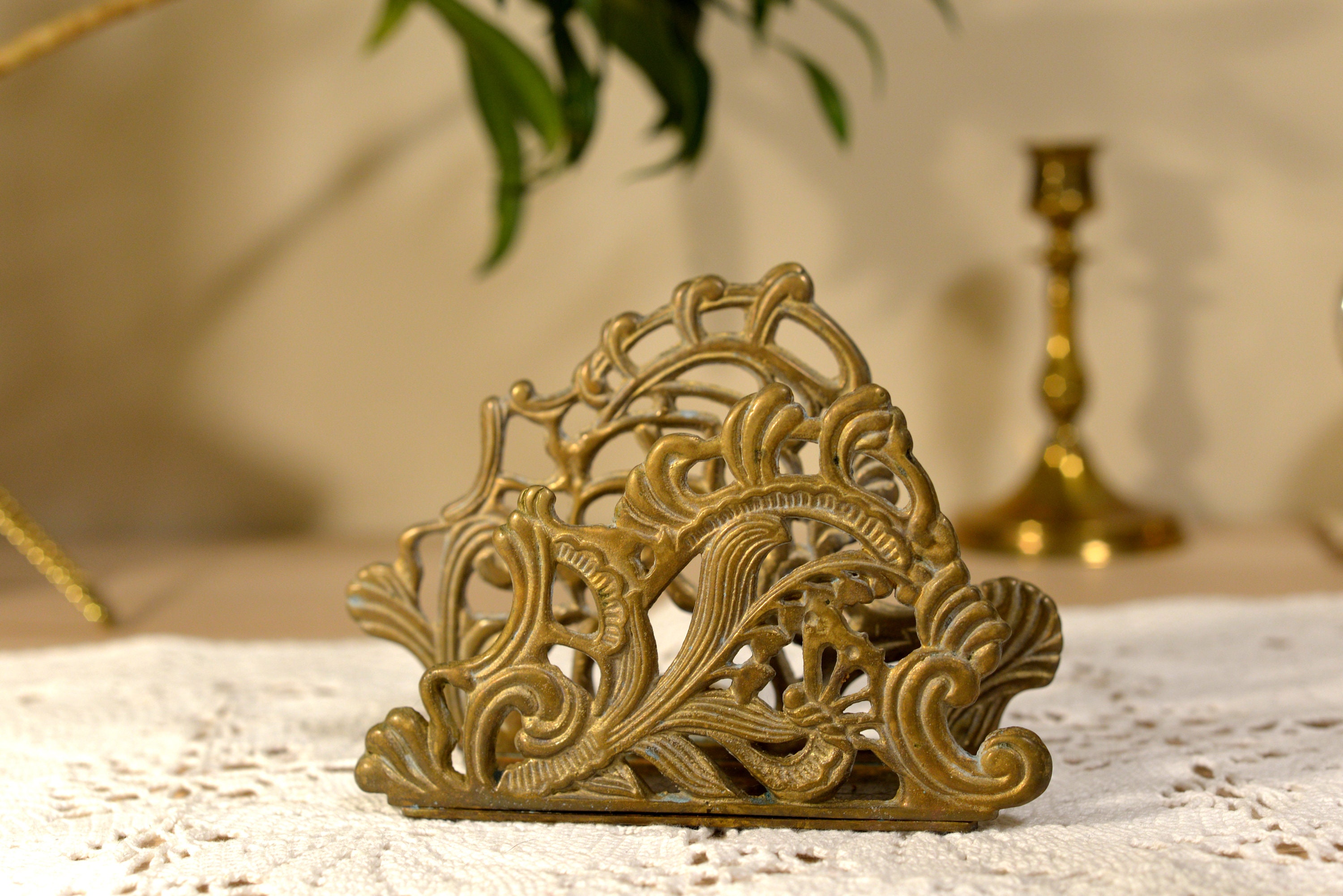 Vintage Brass Openwork Letter o Napkin Holder Art Déco Style Etsy