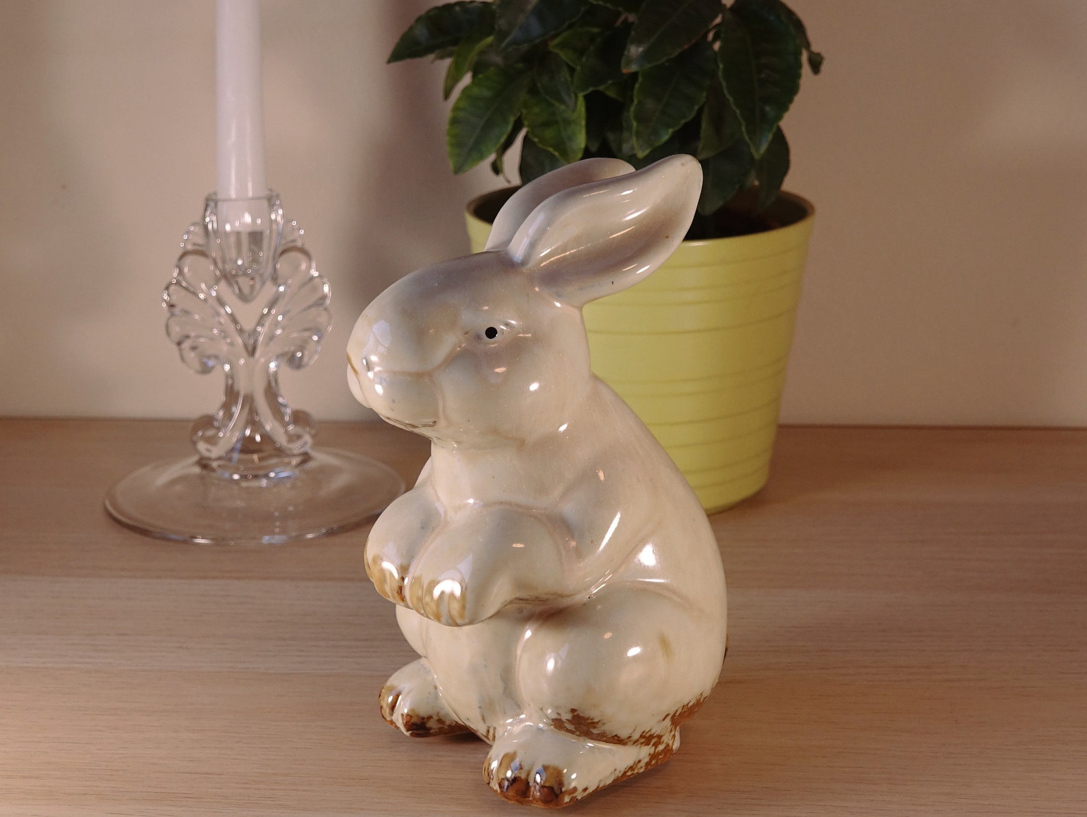 HARE RABBIT Figurine Sculpture Drip Glaze Ceramic Art Etsy