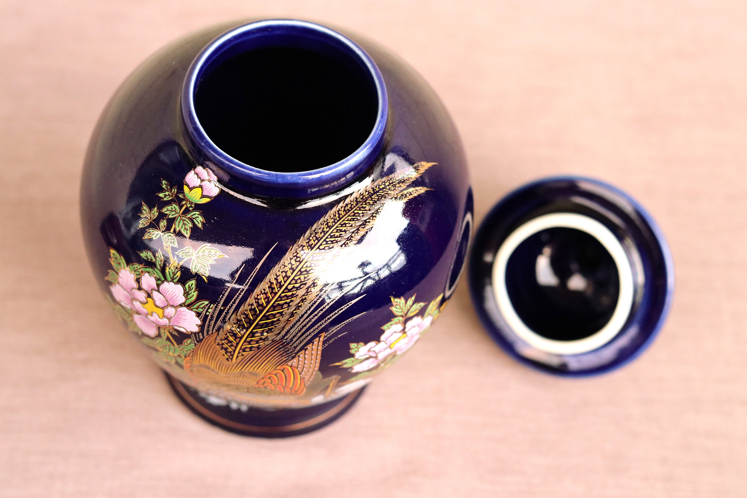Big Vintage New CHOKIN Japanese Cobalt Blue VASE with Lid Etsy