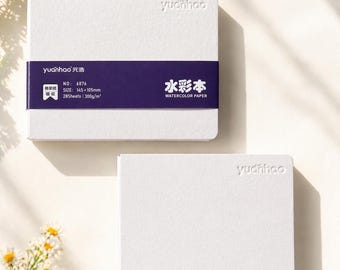 Pocket Watercolor Sketchbook, DIY-Friendly Blank Cover, 4.9x4.9in, 56 Pages, 140lbs, Cotton Pulp, Hot Press,