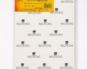 Baohong Professional Hot Press Watercolor Paper, 100% Cotton, 300gsm, 7.5"x5.1"