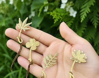 Botanical Metal Bookmark, 18K Gold Plated Leaf, Journal Accessory, Gift for Readers