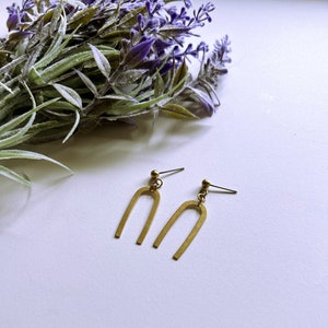 Audrey Arch Dangle Earring Raw Brass Handmade Gift Fashion image 1