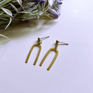 Audrey Arch Dangle Earring Raw Brass Handmade Gift Fashion image 4