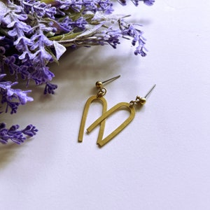 Audrey Arch Dangle Earring Raw Brass Handmade Gift Fashion image 3