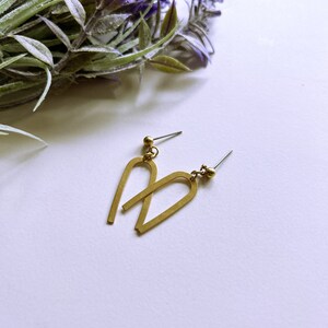 Audrey Arch Dangle Earring Raw Brass Handmade Gift Fashion image 2
