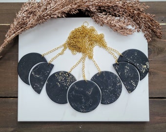 Moon Phase Wall Hanging | Black Celestial | Polymer Clay | Handmade