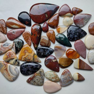 Natural Mix Jasper Gemstone cabochon lot , cabochon à dos plat, poire forme Jasper cabochon lot gros X108