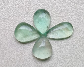 AAA+ Quality Green Fluorite Cabochon Gemstone 130Cts Size 28X15/ 22X18 MM Natural Fluorite Gemstone Pear Shape Fluorite Loose Gemstone  L333