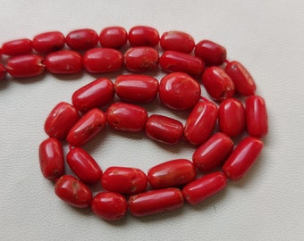 AAA Top Quality-Natural Red Coral Oval Shape Beads-Mediterranean Deep Sea Red Coral Beads-Coral Bead Coral  Loose Beads Gemstone SC500