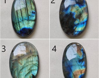 Labradorit-Cabochons, natürlicher ovaler Labradorit-Edelstein, glatter Labradorit, Cabochons mit flacher Rückseite, Labradorit-Edelstein,