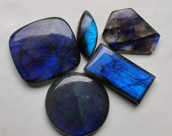 Mix Shapes Natural Labradorite Gemstone, Blue Fire Labradorite Gemstone Lot 37x34--29x10 MM 5 Pieces Labradorite Cabochon Gemstone X370