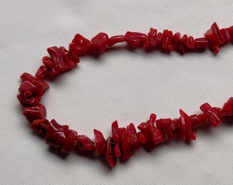 Blood Red Coral 15 Inches Strand 100% Natural Italian , Red Coral Rough Shape Beads, AA+ Quality Coral Beads 10x5/4x3 MM Rough Beads X21