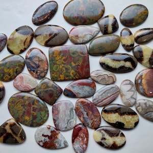 Natural Mix Jasper Gemstone cabochon lot , cabochon à dos plat, Forme de mélange Jasper cabochon lot gros X109