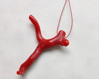 6 Carat 100% Natural Italian Red Coral Gemstone Loose Branch Polished AA+ Quality Coral Stick Smooth Gemstones 7Cts 32X21 MM NR362